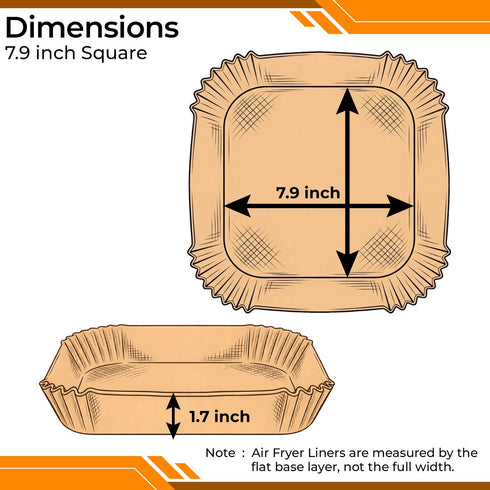 iSOUL Air Fryer Liners 7.9 inch Square Air Fryer Disposable Parchment Liners 50