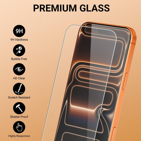 3x iPhone 17 Pro Max Screen Protector 6.3 Inch Tempered Glass Film 9H hardness & Case Friendly