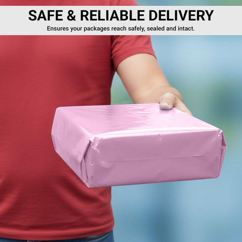 65 Mixed Parcel Bags Baby Pink, Mailer Bags Tamper-Proof Strong Postal Packaging Bags for Shipping, Mailing & Delivery, 4 Sizes Small to Large Bags, 15 Each