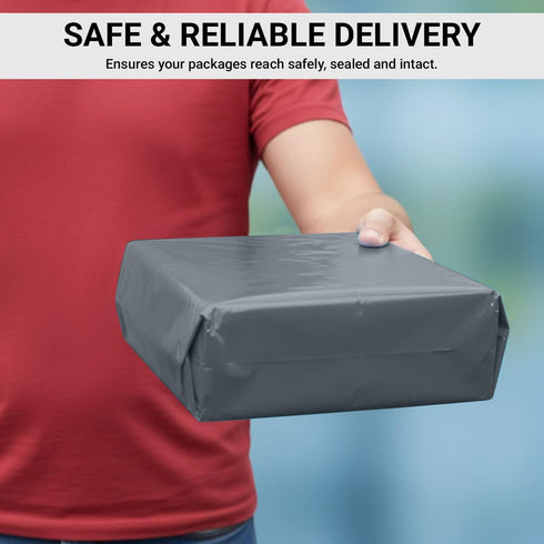 65 Mixed Parcel Bags Grey, Mailer Bags Tamper-Proof Strong Postal Packaging Bags for Shipping, Mailing & Delivery, 4 Sizes Small to Large Bags, 15 Each
