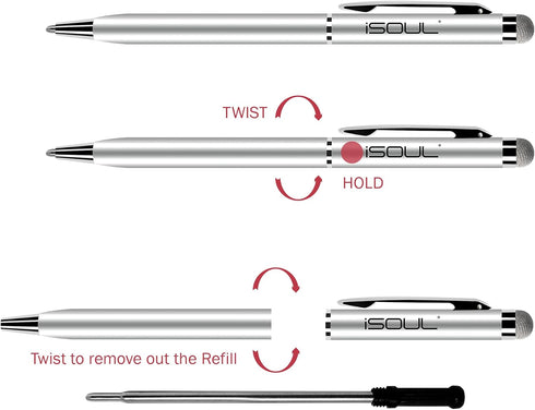 ISOUL Stylus Pen, Pack of 10, for Touch Screens, Compatible with Apple iPad, iPhone, Samsung Galaxy, Oneplus, Pixel, Mobile Phones & Tablets - Silver