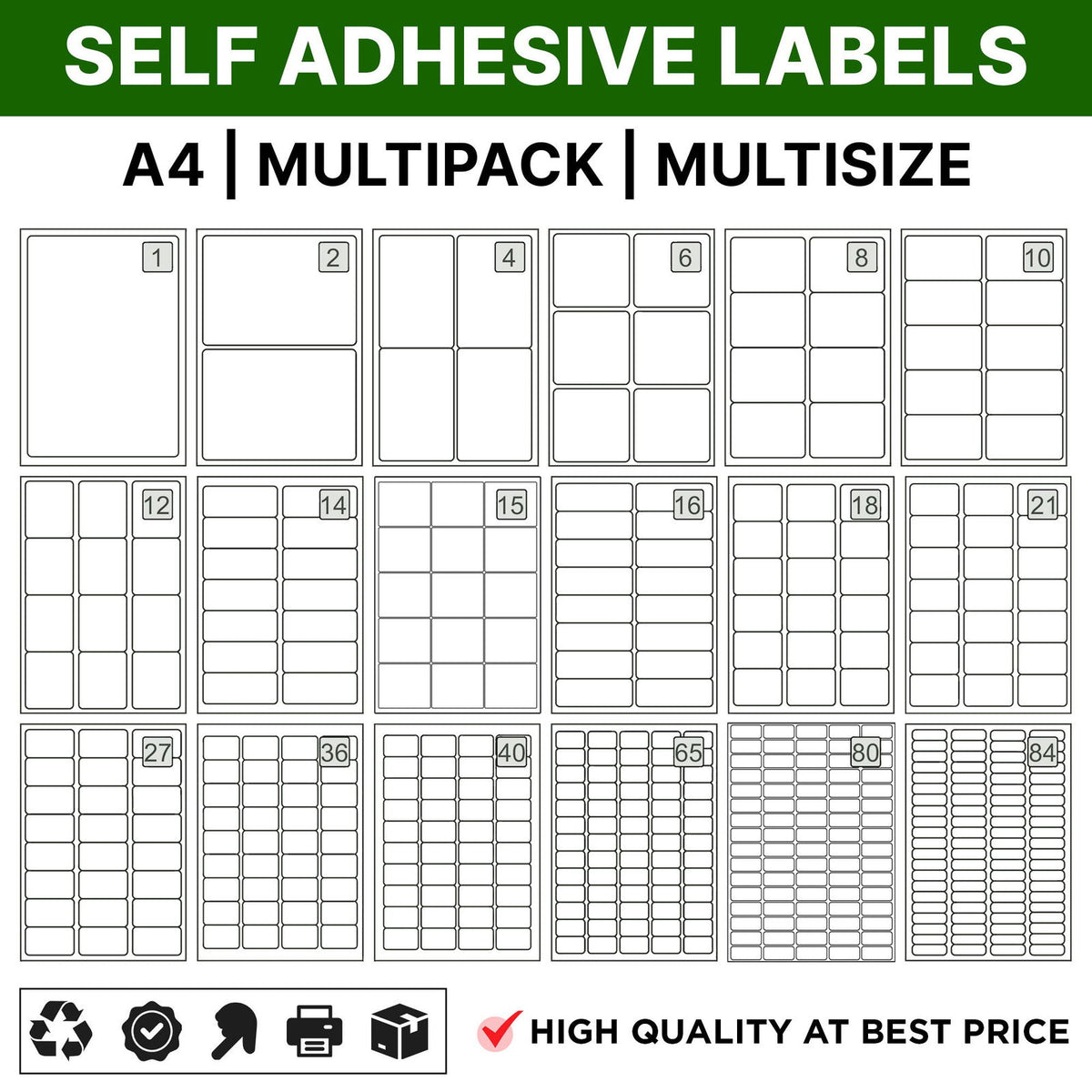 High Quality Permanent Self Adhesive Sticky A4 Address Labels all Size ...